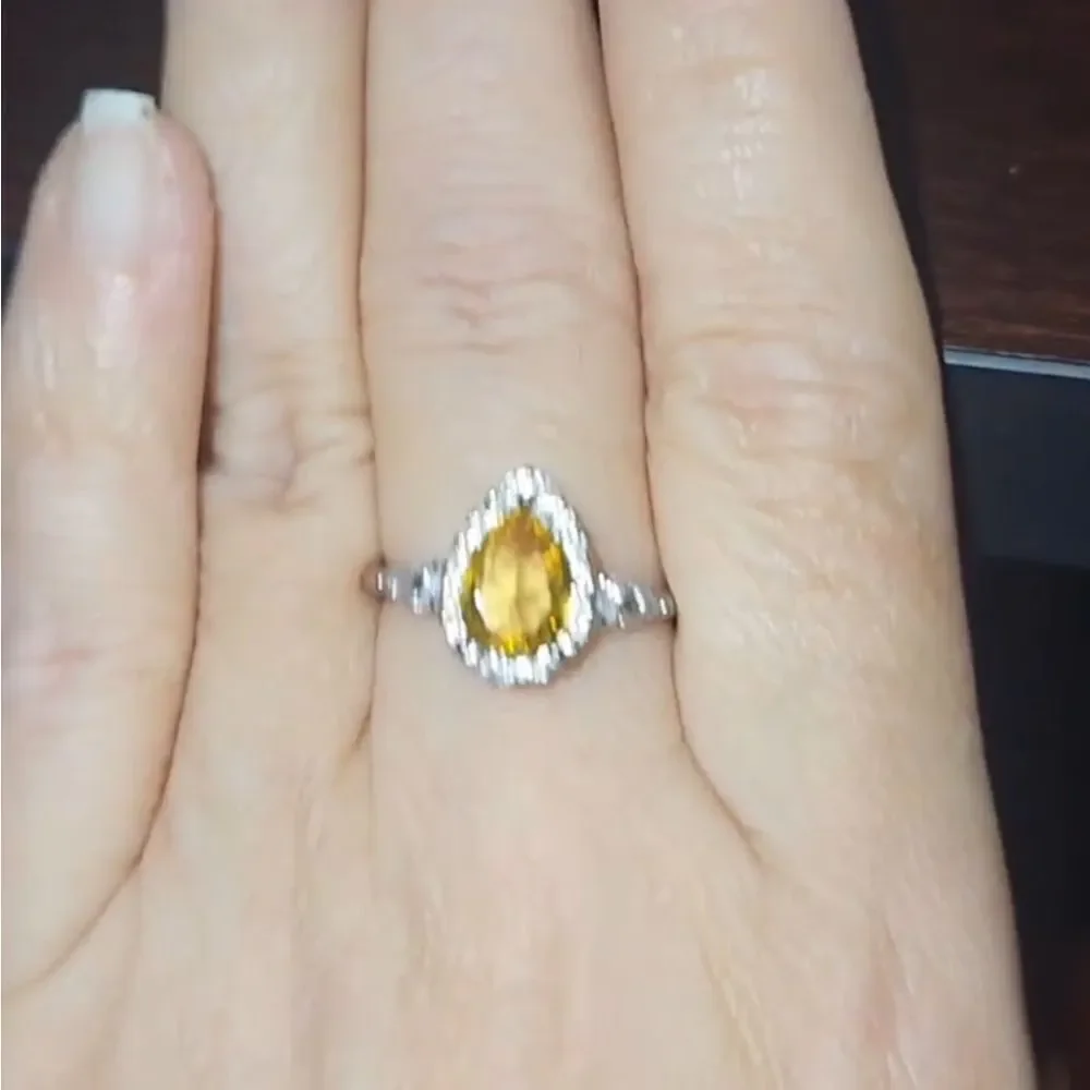 Ladies Timeless Elegant  Tear Drop Simulated Diamonds ring